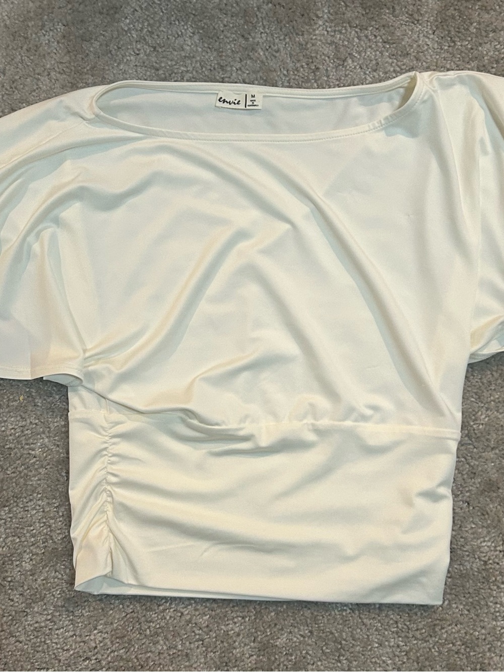 Umi Ivory Short Sleeve Boatneck Tee bag wing sleeves